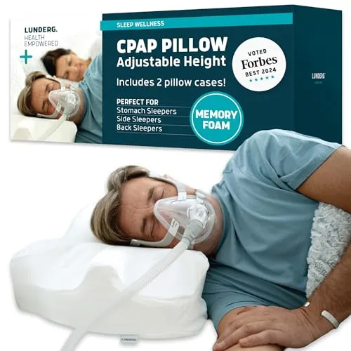 Lunderg CPAP-Kissen für Seitenschläfer – Verstellbares Memory-Foam-Kissen mit 2 Bezügen