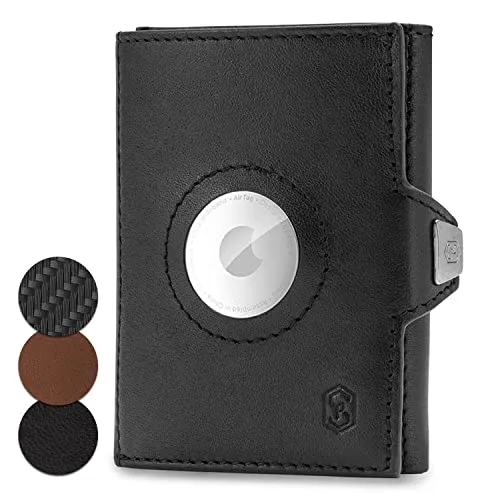 slimpuro Tryo Airtag Wallet - Elegante Leder Geldbörse für Herren - Herren-Geldbörse aus hochwertigem Leder mit RFID-Schutz. Schlankes Design für bis zu 6 Karten und schnellen Zugriff – ideal für den modernen Herren.