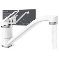 Eisl Spültischarmatur SPEED weiß - Küchenarmatur mit schwenkbarem Niedrigbogen, ideal für komfortables Arbeiten am Waschbecken, aus hochwertigem Messing und in elegantem Weiß.