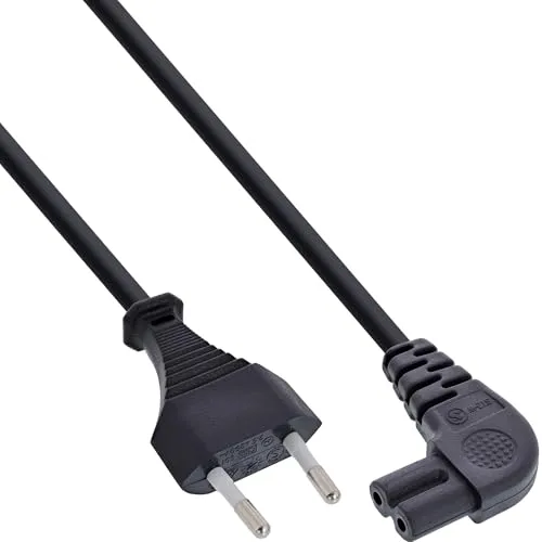 InLine 16655X Netzkabel, Netzstecker auf Euro 8 C7 Stecker, gewinkelt, 5m
