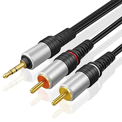 TNP 3,5 mm Klinke auf Cinch Kabel, Cinch Kabel - 3m, 3,5mm Klinkenstecker auf 2X Cinch-Stecker, AUX Chinch Kabel, bidirektionales Audiokabel für Kopfhörer, AV-Audiogeräte/RCA-Stereo System, schwarz