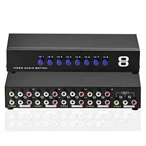 euroharry 8 AV Switch - 8 in 1 Audio Video L R Splitter, ideal für optimale Signalverteilung in Heimkino-Systemen