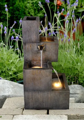 Wehmann Gartenbrunnen Kubus mit LED-Beleuchtung
