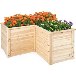 COSTWAY Hochbeet Gartenbeet Holz L-förmig 120x120x63cm - Hochbeet für Gartenliebhaber, mit 63 cm Tiefe ideal für Pflanzen mit langen Wurzeln, sorgt für optimale Wasserableitung und Luftzirkulation.