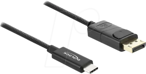 Delock Koaxiales USB Type-C zu DisplayPort Kabel 4K 60 Hz - Flexibles 2m Kabel für den Anschluss von USB-C Geräten an DisplayPort Monitore. Unterstützt 4K Auflösung bei 60 Hz, ideal für gestochen scharfe Bilder und einfache Handhabung.