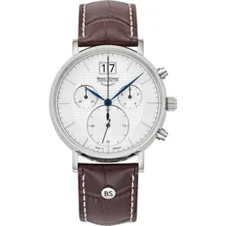 Bruno Söhnle München I Chronograph 17-13216-241 - Chronographen mit elegantem dunkelbraunen Kalbslederarmband, Kroko-Prägung und stilvoller Ziernaht – perfekt für anspruchsvolle Stilbewusste.