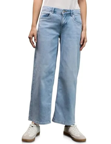 Street One Studio Damen Bleached Wide Leg Jeans - Moderne Jeans im Casual Fit mit Wide Legs und 5-Pocket-Style, ideal für lässige Outfits. Ultra Bleach sorgt für einen trendigen Look.