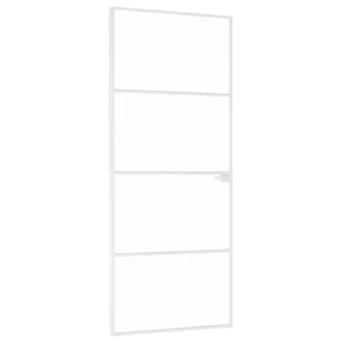 vidaXL Innentür Weiß 83x201,5 cm mit Hartglas & Aluminium - Moderne Innentür aus gehärtetem Glas mit schlankem Aluminiumrahmen für einen stilvollen und lichtdurchfluteten Wohnraum. Ideal für einfache Montage in bestehenden Türrahmen.