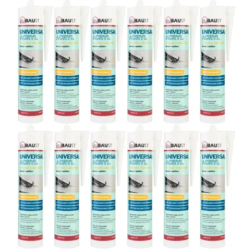 12x duBAUST MAC24 Maleracryl Universalacryl mit 15% Bewegungsaufnahme 310ml Weiß