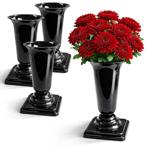com-four® 4X Grabvasen schwarz 26,5 cm in schwarz von COM-FOUR