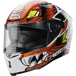 Caberg Avalon Giga Helm, weiss-rot-gelb, Größe S - Motorradhelm mit kratzfestem Visier und integrierter Sonnenblende für optimalen Schutz und Komfort beim Fahren.