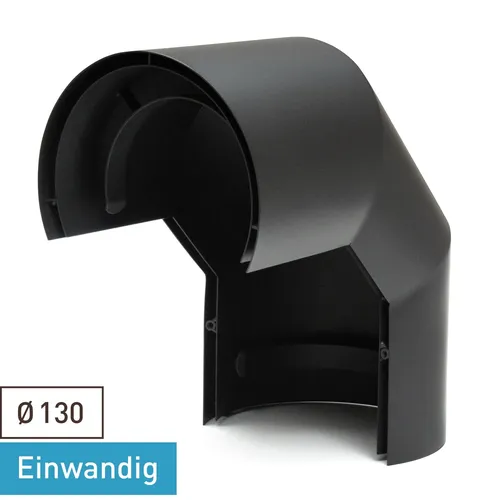 raik SH122-130-sw Rauchrohrbogen 130mm - Doppelt isoliertes 90° Ofenrohr in Schwarz - Abgasrohre mit doppeltem Thermoschild für optimale Sicherheit und Energieeffizienz bei der Abgasführung.