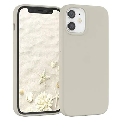 EAZY CASE Premium Silikon Handyhülle kompatibel mit iPhone 12 Mini Slimcover mit Kameraschutz und Innenfutter, Silikonhülle, Schutzhülle, Bumper, Handy Case, Hülle, Softcase, Taupe
