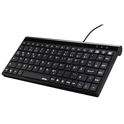 Hama 182667 Slimline Mini-Keyboard - Kompakte Tastatur mit Notebook-Design und integriertem Nummernblock für höchsten Schreibkomfort