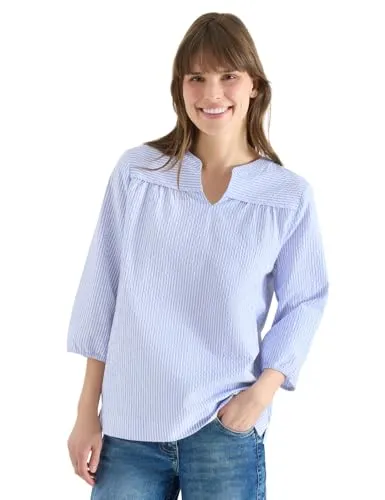 Cecil Gestreifte Seersucker Bluse Blau M von CECIL