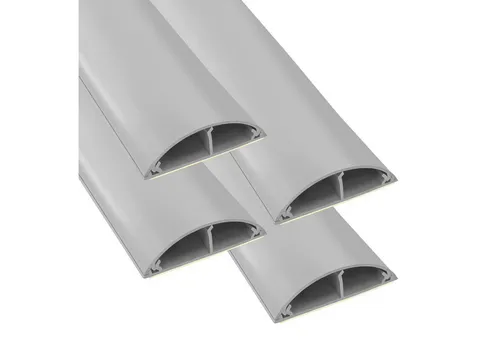 ARLI Kabelkanal 4x 1m halbrund selbstklebend 50 x 12 mm grau (4-St), Kabelbrücke Fussboden Boden