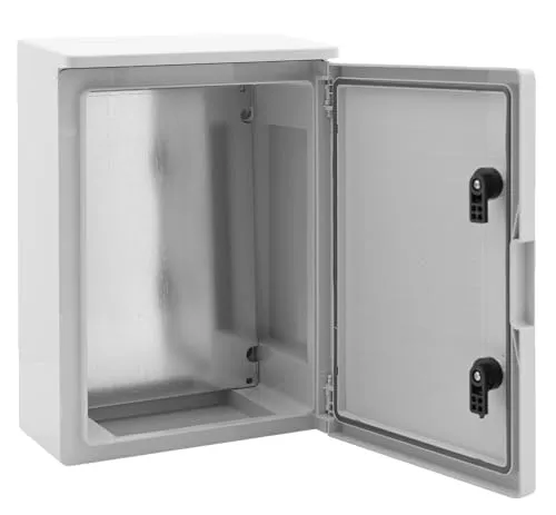 BOXEXPERT Verteilerkasten außen IP65 mit Regendach ABS Kunststoff 400x300x165mm Serie Fleet Roof wasserdicht Schaltschrank Stromkasten Schaltkasten Industriegehäuse grau