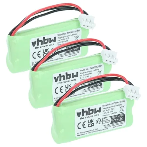 vhbw 3X Akku kompatibel mit Philips Aleor 300 schnurlos Festnetz Telefon (700 mAh, 2,4 V, NiMH)