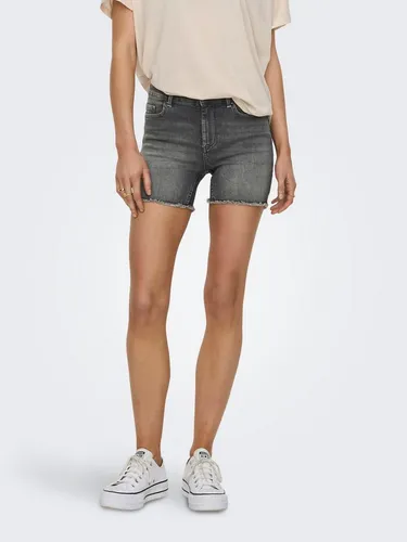 ONLY Jeansshorts Blush mit Fransen in grau - XL - Stylische Kinderhosen aus komfortablem Jeansmaterial mit trendigen Fransen, perfekt für sommerliche Abenteuer.