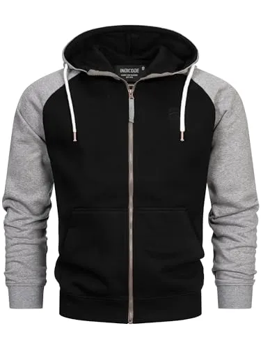 Indicode Herren INPulko Kapuzensweatjacke | Hoodie Kapuzenpullover Pulli für Männer Black, M