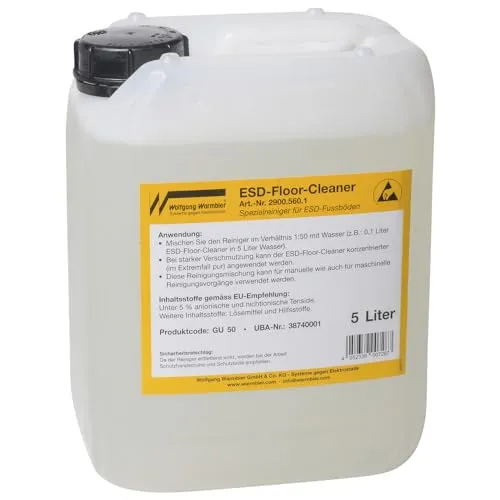 Bodenreiniger ESD 5 l - Effektive Reinigung für ESD-Böden - Reinigungsmittel für ESD-Böden, erhält Widerstandswerte und sorgt für eine gründliche Reinigung bei normaler Verschmutzung.