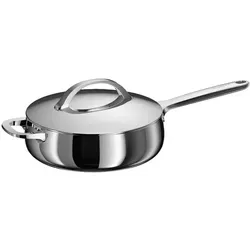 BergHOFF Home Sauteuse 24 cm Edelstahl mit Deckel, 3,2 l, für alle Herdarten, backofenfest, Stellar Steel - Grau