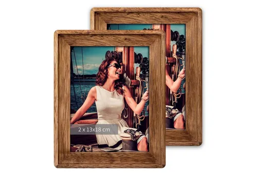 matches21 HOME & HOBBY Bilderrahmen Holz Bilderrahmen Landhausstil 18x23 cm braun zum Stellen, Hängen, (2 St), Wand-Deko Fotorahmen
