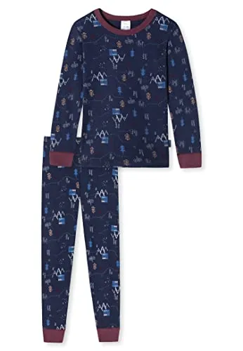 Schiesser Jungen Kinder Langer Schlafanzug-Organic Cotton Pyjamaset, Dunkelblau (Ll), 140
