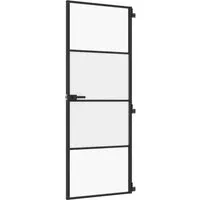 vidaXL Innentür Schlank Schwarz 76x201,5 cm - Moderne Innentür aus starkem Hartglas und robustem Aluminiumrahmen, ideal für stilvolle Raumübergänge und optimalen Lichtdurchlass bei gleichzeitiger Wahrung der Privatsphäre.