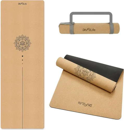 DH FitLife Yogamatte aus Kork – Rutschfest & Gelenkschonend, 5 mm mit Tragegurt - Entdecken Sie die DH FitLife Yogamatte aus natürlichem Kork: rutschfest und gelenkschonend für sicheres Training. Ideal für Yoga und Pilates – einfach ausrollen und starten!
