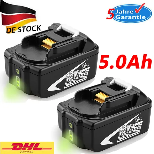 2X Makita BL1860B 5,0AH 18V Li-ion Akku mit LED-Anzeige
