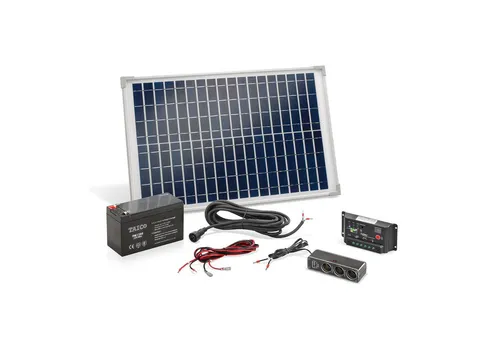 Esotec 120005 Solarset 20 Wp mit Akku und Laderegler - Solaranlage für Gartenhäuser und Camping, inkl. 20 Wp Solarmodul und USB-Anschluss für mobiles Laden. Ideal für unabhängige Stromversorgung von 12V-Geräten.