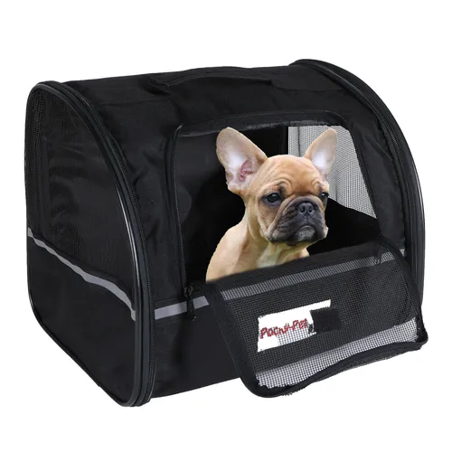 Hundetransporttasche schwarz 38x28x30cm - Transportboxen & -taschen: Faltbare Hundetragetasche aus strapazierfähigem Nylon, ideal für Reisen und Ausflüge mit Ihrem Vierbeiner.