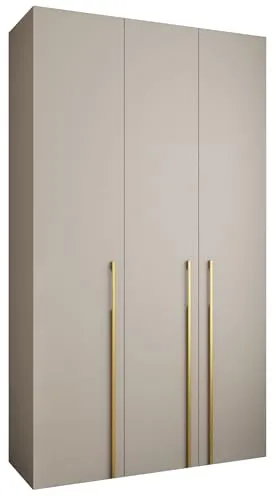 MEBLE KRYSPOL Como 3 Schrank mit 3 Türen - Kleiderschrank - Garderobe - Aufbewahrungsschrank für Schlafzimmer, Jugendzimmer, Kinderzimmer - 245,5x140x50cm - Kaschmir, Gold