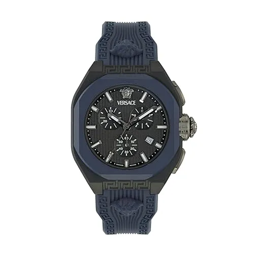 Versace VE9L00224 V-Legend Chrono Herren Uhr – schwarz grau blau - Elegante Herren Armbanduhr aus Biokeramik, ideal für stilbewusste Männer. Mit Chronographen-Funktion und modernem Design.