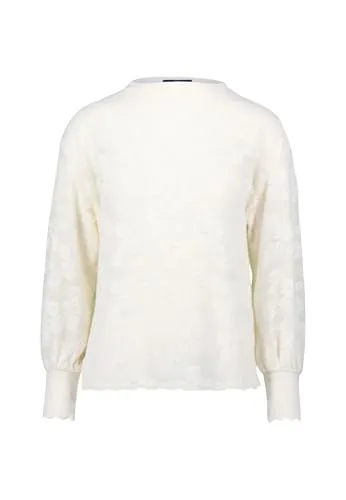 zero Damen Sweatshirt mit Blumenspitze 40, Eggnog von Zero