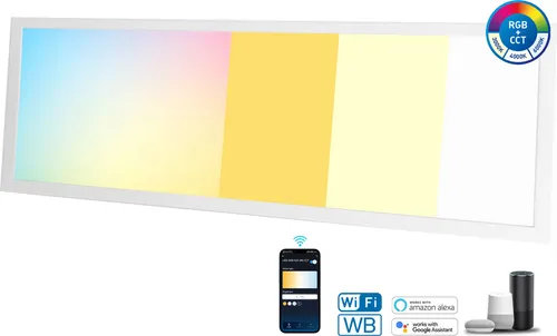 Aigostar LED Panel 120x30-RGB+CCT - Smart LED Deckenleuchte mit Bluetooth und Sprachsteuerung. RGB-CCT Farbwechsel und dimmbar für individuelles Ambiente – ideal für modernes Wohnen.