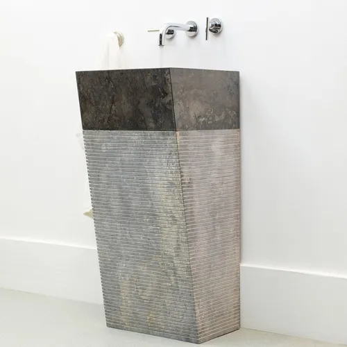 WOHNFREUDEN Marmor Stand-Waschbecken 40x90cm - Elegantes freistehendes Marmor Waschbecken in modernem Design, ideal für Badezimmer und Gäste-WC. Mit polierter Oberfläche für einen stilvollen Akzent in Ihrem Raum.