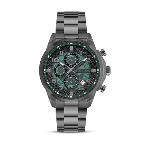 Police Chronograph SOUL PEWGK0053903 Herrenuhr - Edelstahl-Armbanduhr mit Quarz-Antrieb, wasserdicht bis 5 bar und mit Leuchtzeigern für optimale Ablesbarkeit.