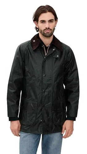 Barbour Beaufort Wax Jacket - SAGE - 42 - Funktionsjacke mit Cordkragen und zwei großen Balgtaschen, ideal für Outdoor-Aktivitäten und vielseitigen Einsatz.