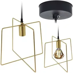 Pendelleuchte Eckig Gold 29 cm - Home Styling Collection - Elegante quadratische Pendelleuchte in Gold, 29 cm. Ihr modernes Design und die robuste Bauweise machen sie zum perfekten Blickfang für Wohnzimmer und Flure.