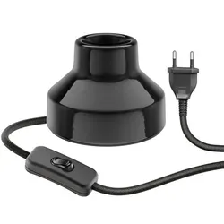 ledscom.de Tischlampe TIX, Schalter, Porzellan, schwarz, 1x E27 max. 300W