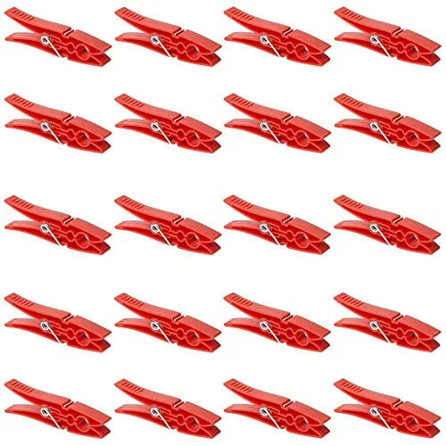 Wäscheklammern, Kunststoff, Wäscheleine, Socken, Handtücher, Farbe: Rot 20