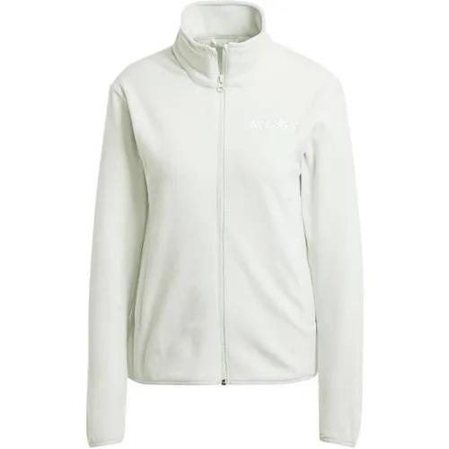 adidas Damen Terrex Multi Essentials Full Zip Fleece Jacket - Wanderjacke aus 100 % recyceltem Polyester, ideal für Outdoor-Aktivitäten mit durchgehendem Reißverschluss und praktischen Reißverschlusstaschen.