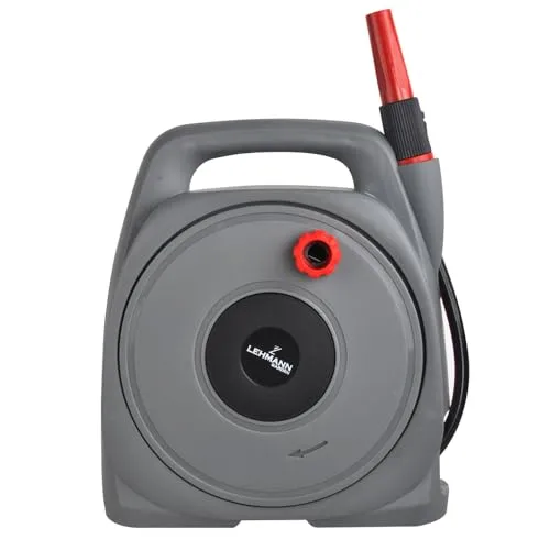 LEHMANN Schlauchtrommel mit 10 m Schlauch, Wandmontage, Gartenschlauch mit tragbarem Aufroller, inkl. 2m Versorgungsschlauch, 1/2''- und 3/4''-Kupplungen