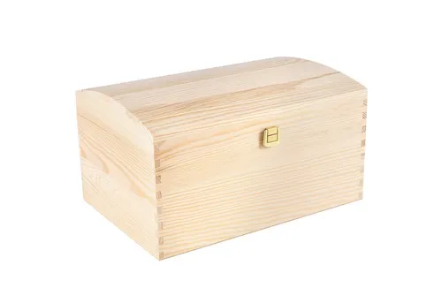 Creative Deco Holzkiste mit Deckel und Schloss, Natur - Kiste aus hochwertigem Holz, ideal zur Aufbewahrung und Dekoration, mit sicherem Schloss und stilvollem Design.