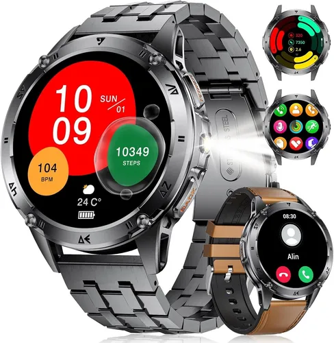 FOXBOX Smartwatch Herren 1.43 Zoll AMOLED Telefonfunktion 530mAh IP68