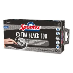 Mapa GmbH Spontex Extra Black Einmalhandschuhe, 100 Stück, Hautfreundliche Vinyl-Handschuhe mit besonders guter Haltbarkeit, Größe: 8 - 8,5 12933018