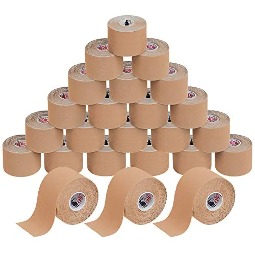 ALPIDEX Kinesiologie Tape Set – 24 Rollen in verschiedenen Farben - Elastisches, hautfreundliches Kinesiologie Tape in der Größe 5 m x 5 cm, wasserfest und atmungsaktiv. Ideal für den täglichen Einsatz mit Anwendungsbroschüre als E-Book für optimale Nutzung.