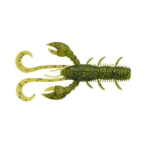 Berkley Pulse Realistic Craw; Weichplastik-Krebsköder für das Raubfischangeln im Süßwasser; Texas Rig, Carolina Rig, Cheb Rig, Ned Rig & Jighead; Shrimp-Flavored für Barsch, Zander, 7cm, Green Olive